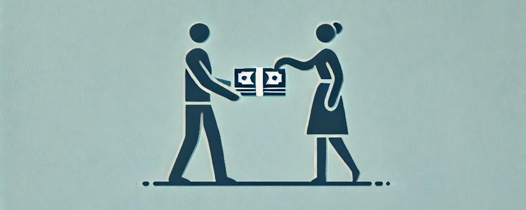 Graphic of a handshake representing getting a personal loan from a family member.